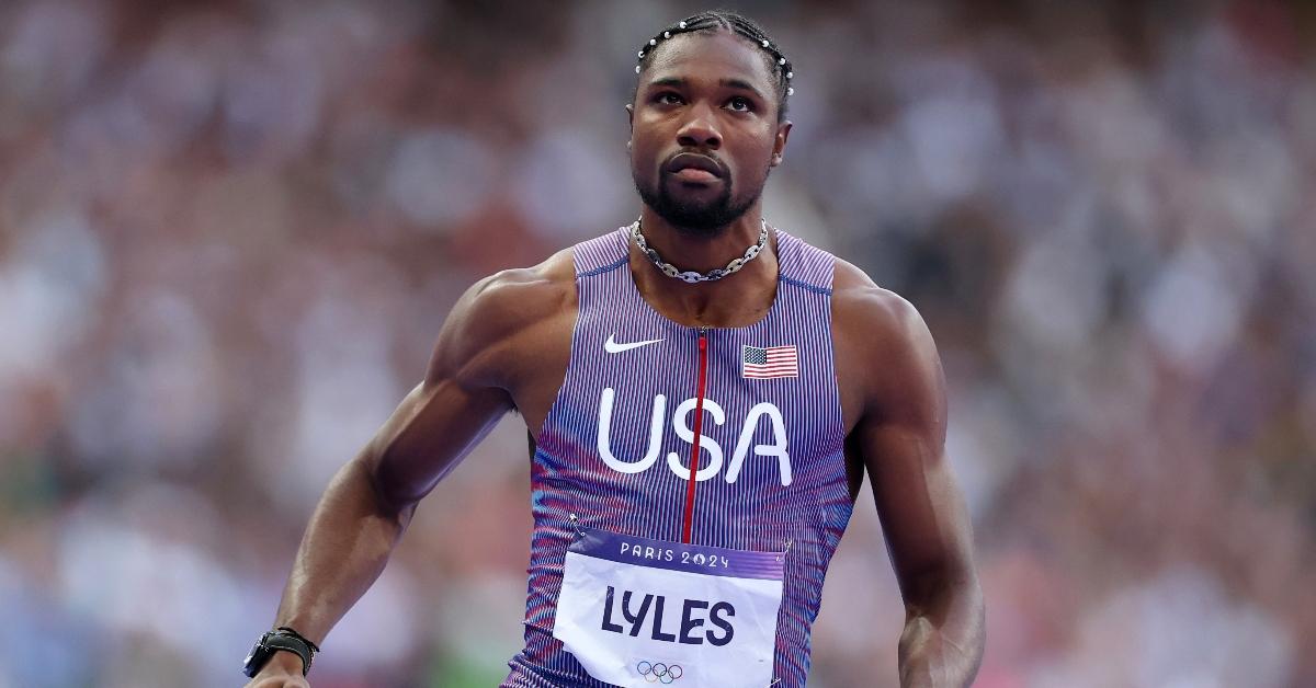 Noah Lyles of Team United States competes during the Men's 100m Semi-Final 