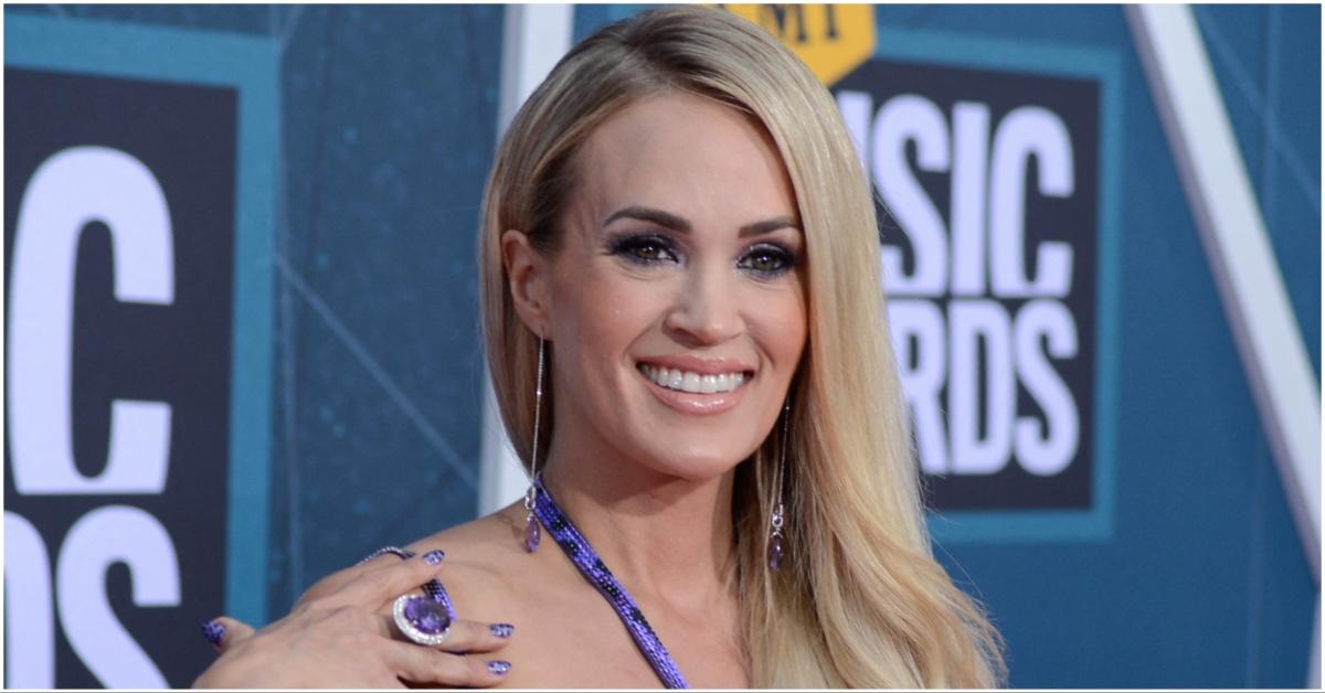 Carrie Underwood rocking long blonde hair