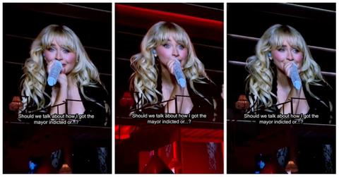 At her New York City show for the "Short n' Sweet" tour, Sabrina Carpenter joked about her role in getting Mayor Eric Adams indicted.