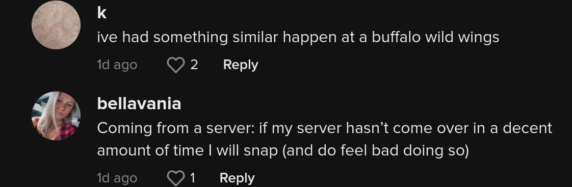 ex server leaves  tip on  order