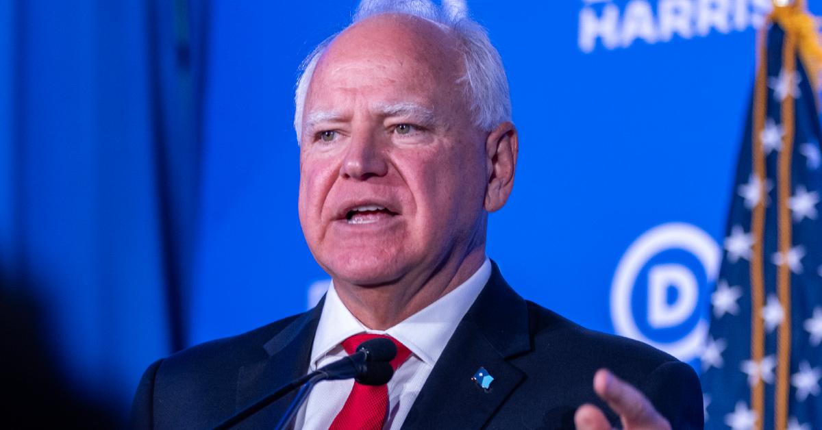 Tim Walz speaks at a Biden-Harris campaign and DNC press conference on July 17, 2024.