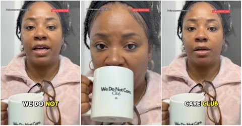 Viral video about woman's "We Do Not Care Club."