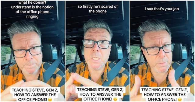 Viral post of a guy claiming a Gen Z employee can't answer the office phones.