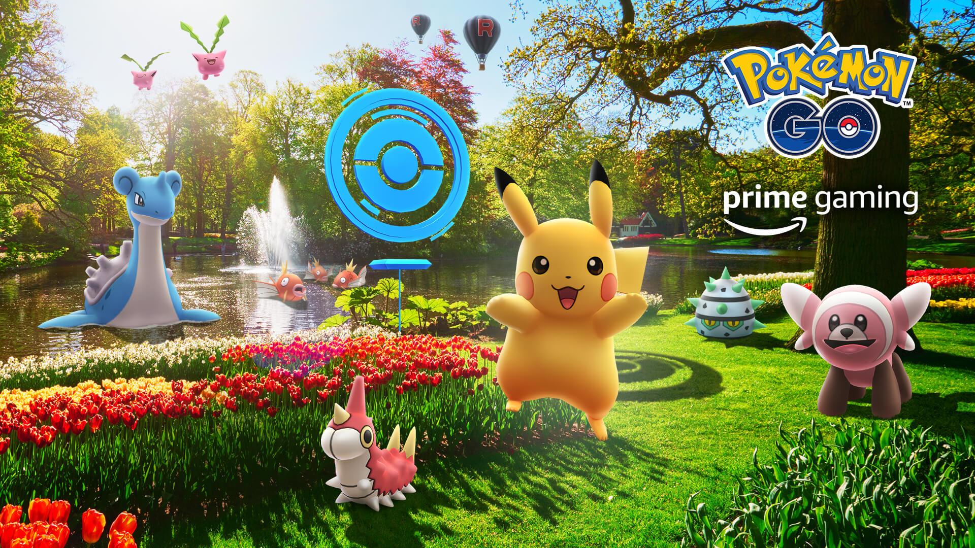 'Pokémon GO' promo art showing creatures in a garden.