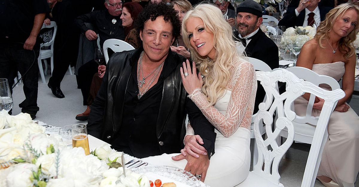 Neal Schon and Michaele Schon attend their wedding at the Palace of Fine Arts on December 15, 2013 in San Francisco, California. (Photo by Robert Knight/MNS/WireImage for Schon Productions)