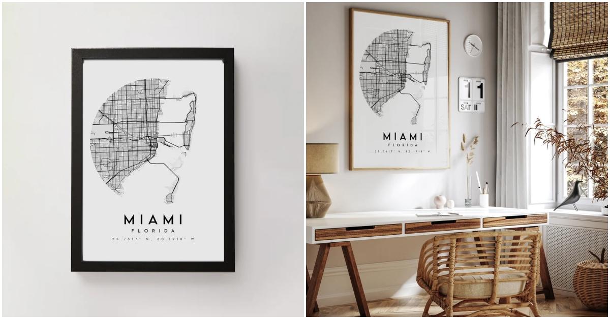 miami map print gifts