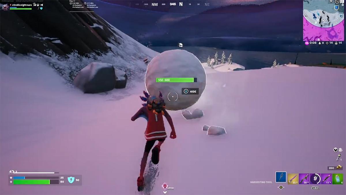 Giant snowballs in 'Fortnite'