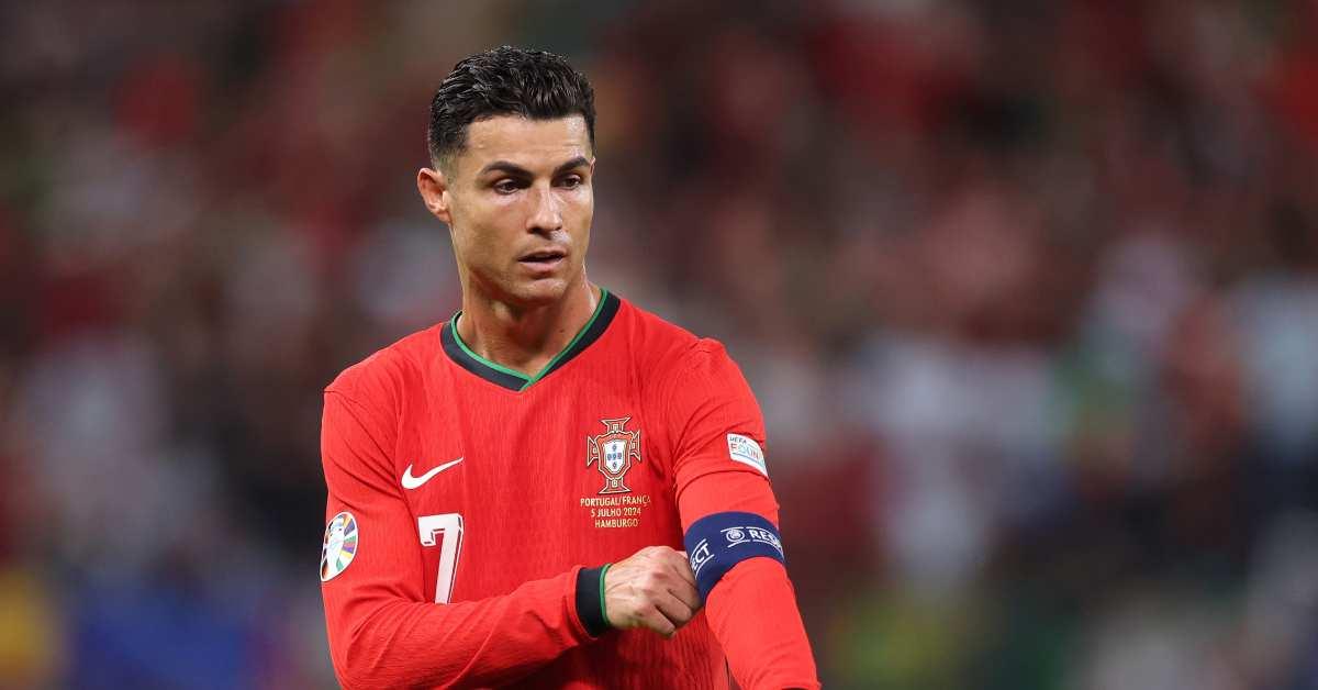 Cristiano Ronaldo of Portugal reacts during the UEFA EURO 2024 quarter-final match between Portugal and France