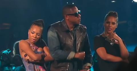 (l-r): Lil Mama, Jay Z, and Alicia Keys
