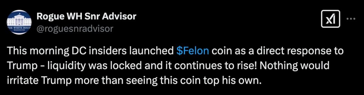 Post to X about a $FELON meme coin