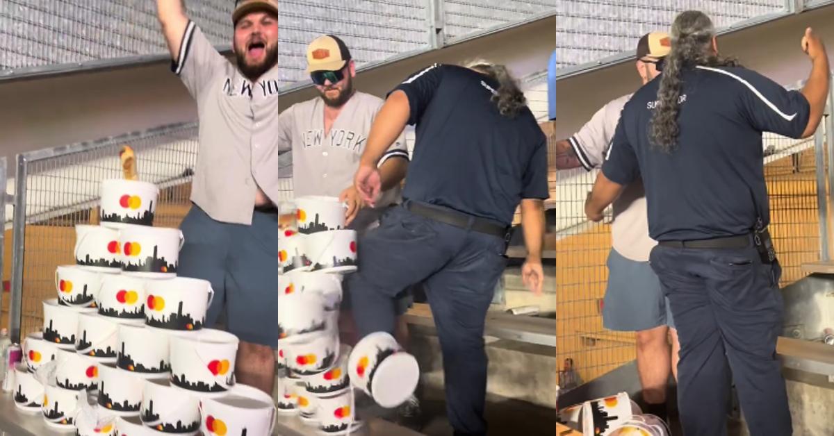 Yankees Fan Kicked out of Game after building Chicken Bucket Castle