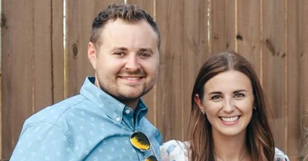 Katey and Jed Duggar at their gender reveal party for their twins.