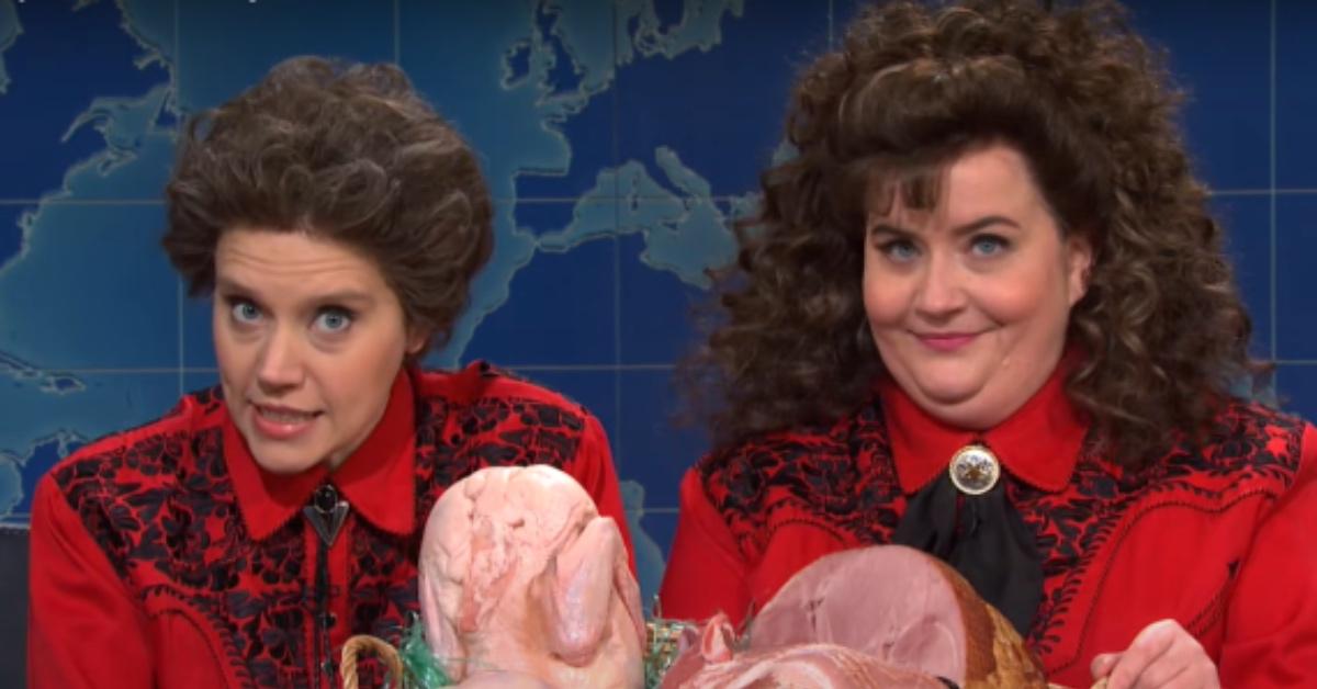 Kate McKinnon and Aidy Bryant perform an SNL sketch titled 'Smokery.'