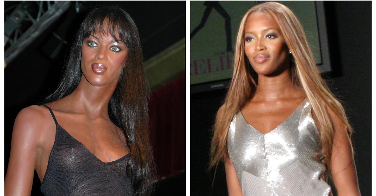 Wax figure Naomi Campbell and actual Naomi Campbell