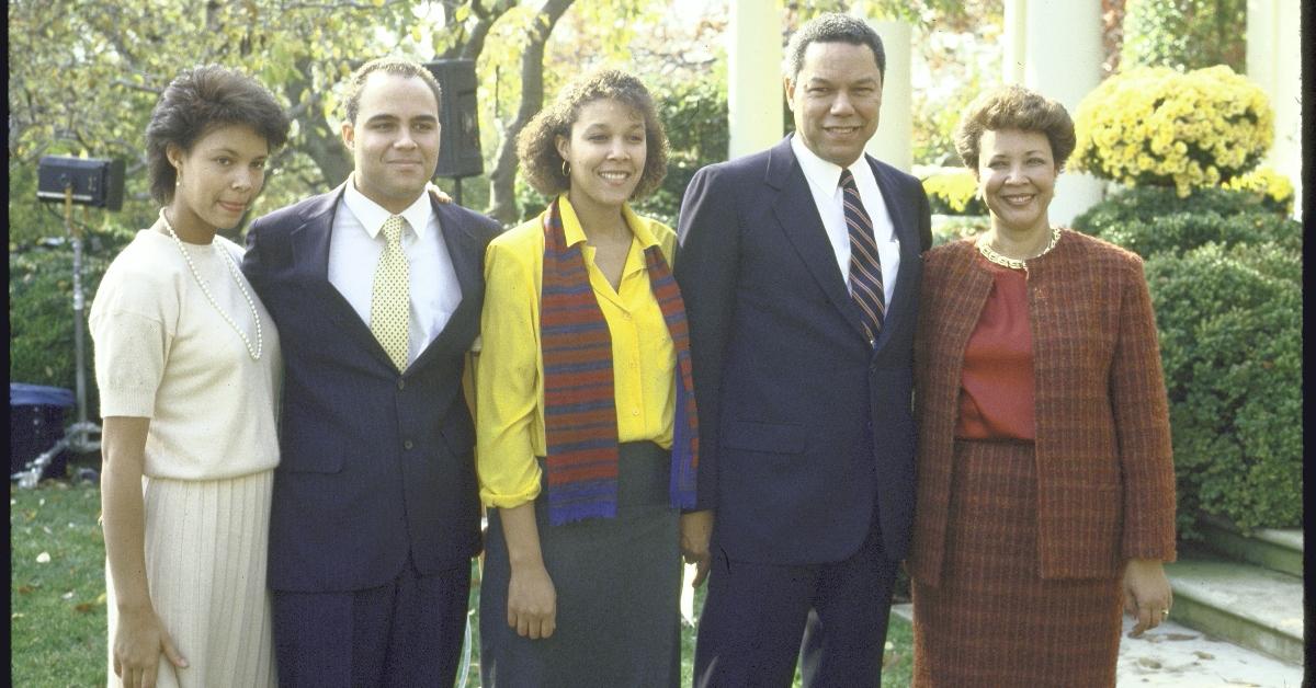 New NSC Advisor Lt. Gen. Colin Powell posed with his famil after his appointment to that position. (Photo by Diana Walker/Getty Images)