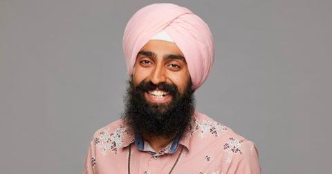 Jag Bains in a pink shirt for his 'Big Brother' portrait.