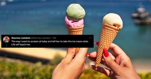 A woman refuses to go out on an ice cream date.