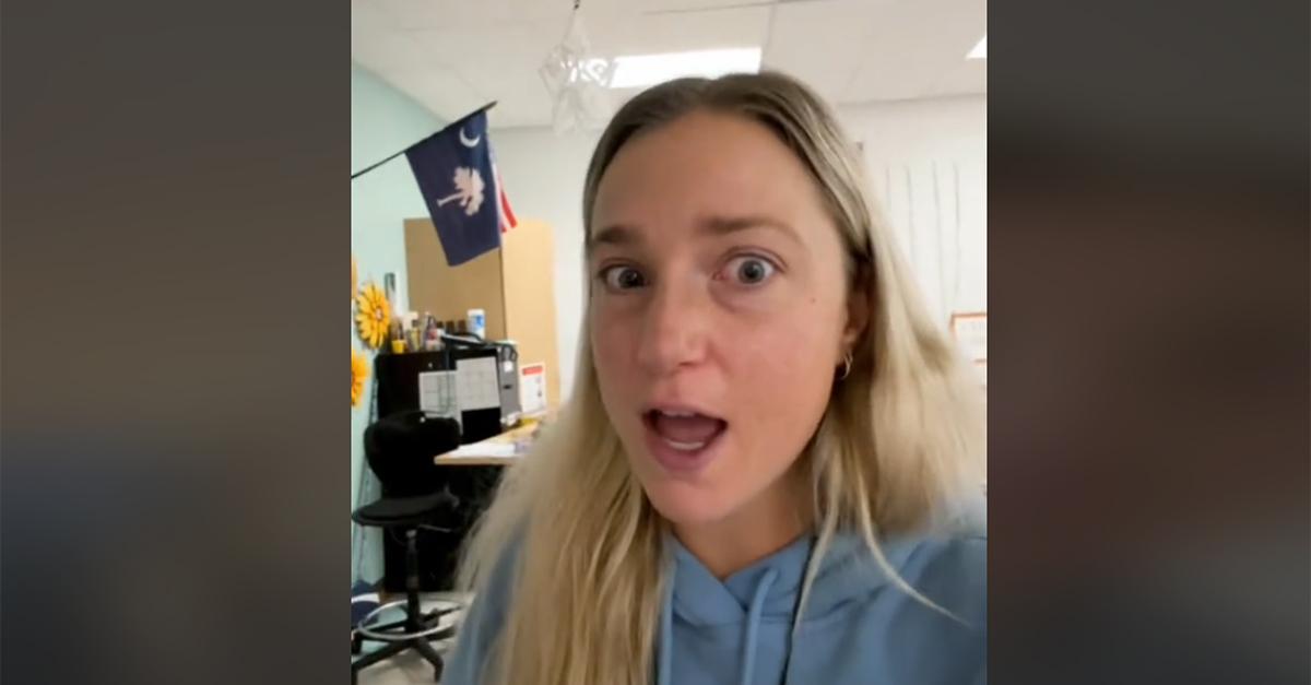 Sick teacher in her classroom on TikTok