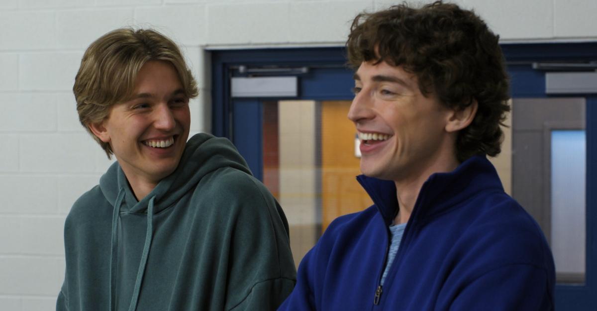 Brayden and Freddie laugh in Finding Your Edge Season 1.