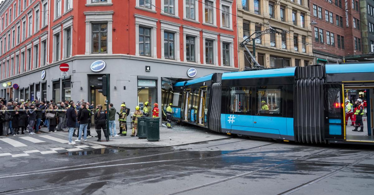 A derailed tram drove into an Apple Store in the center of Oslo, Norway on Oct. 29, 2024.