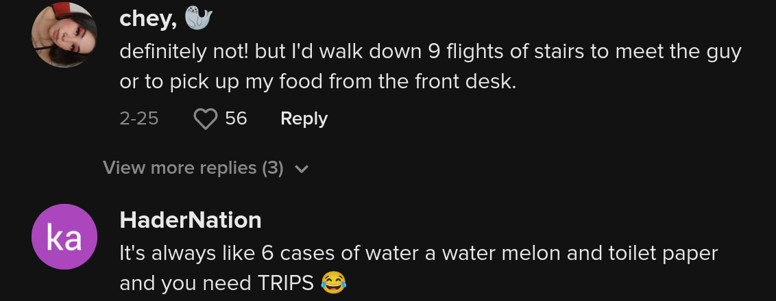 Comments on viral video about DoorDasher who was asked to climb 9 flights of stairs for $1.