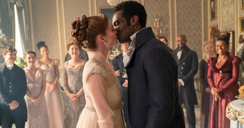 Francesca kisses John Stirling during their wedding in 'Bridgerton' Season 3