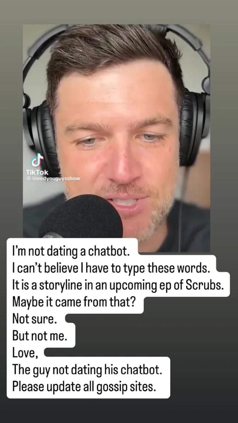 zach braff ig story ai girlfriend