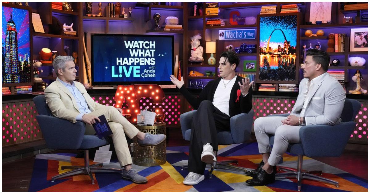 (l-r): Andy Cohen, Tom Sandoval, and Jax Taylor