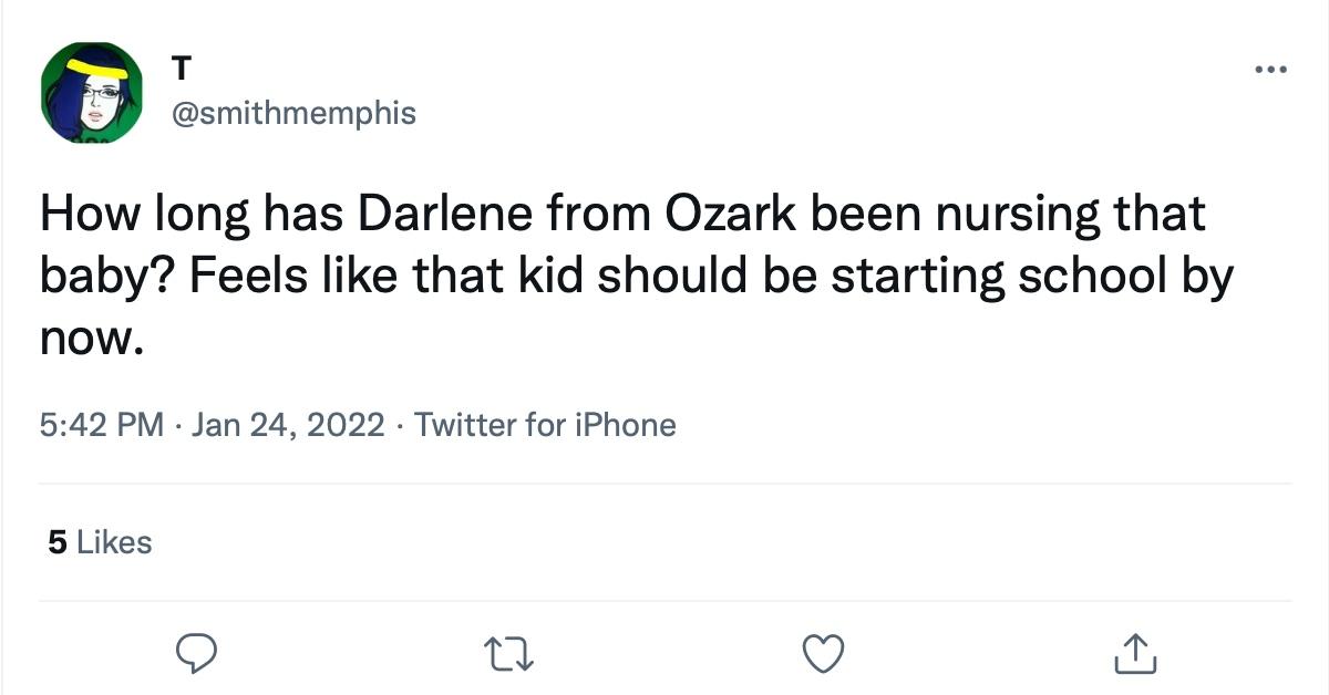 A tweet about Darlene's baby