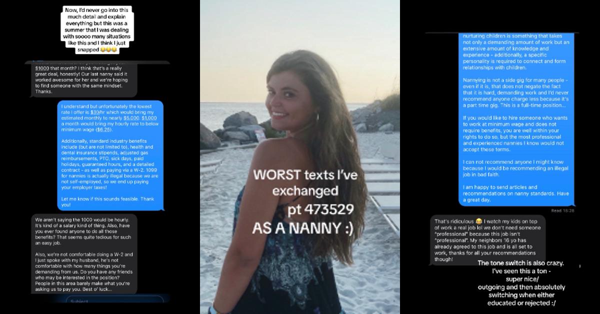 Nanny’s “Demeaning” Texts From Rude Client Goes Viral