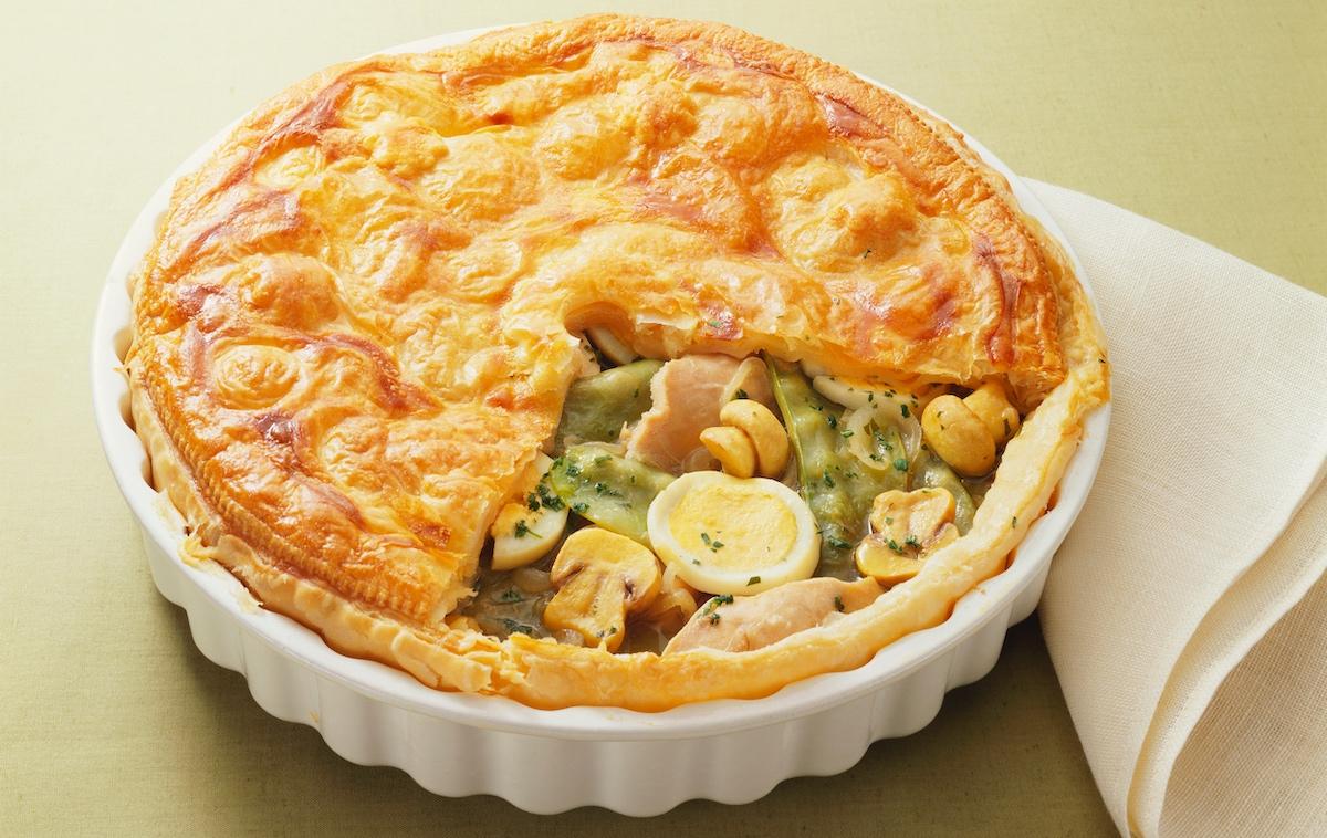 A chicken pot pie