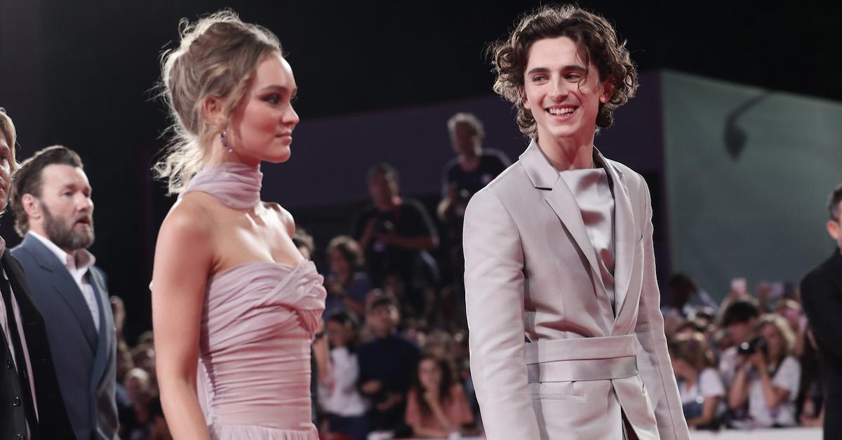 Timothée Chalamet attends a red carpet premiere with Lily-Rose Depp. 