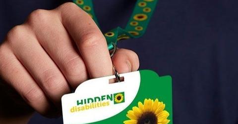 The sunflower lanyard indicating a hidden disability