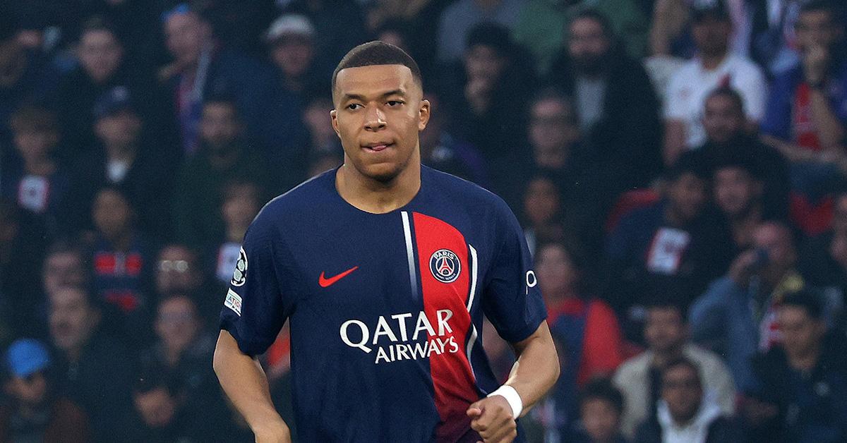 Kylian Mbappe playing for Paris Saint-Germaine. 