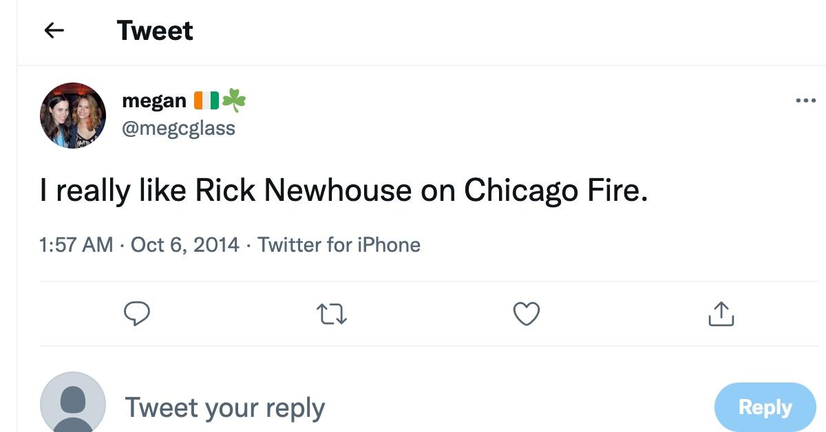 Tweet about Rick Newhouse in 'Chicago Fire'