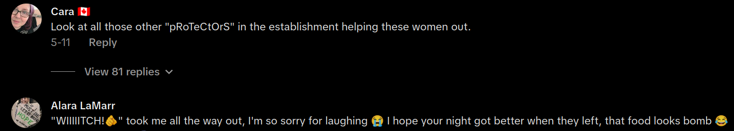 men wont leave womens table bar