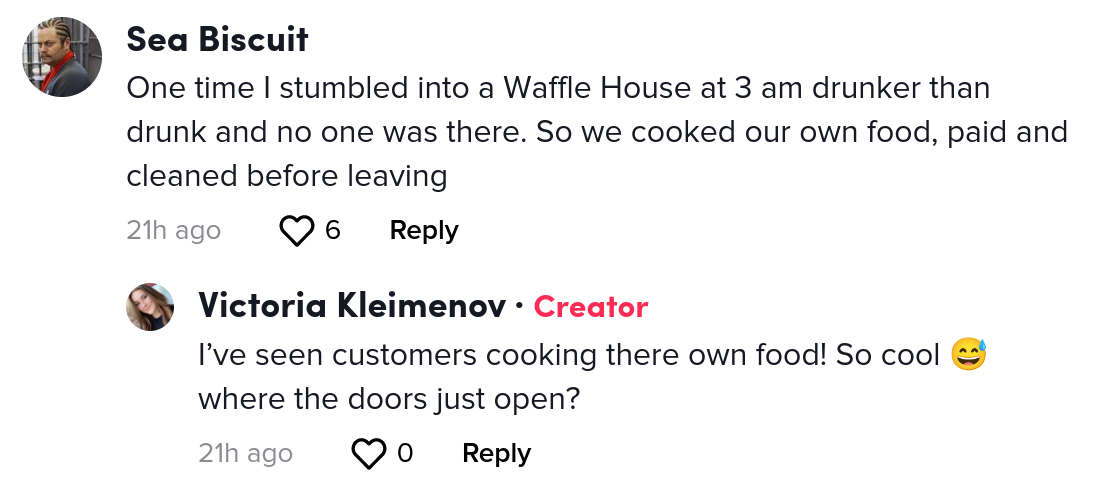 waffle house customer pays tab doing chores