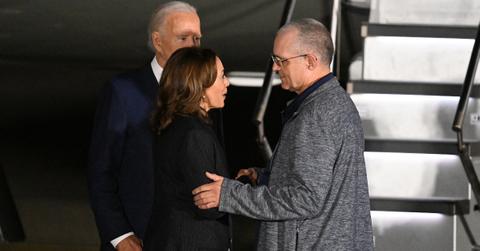 Paul Whelan greets President Biden and Vice President Harris