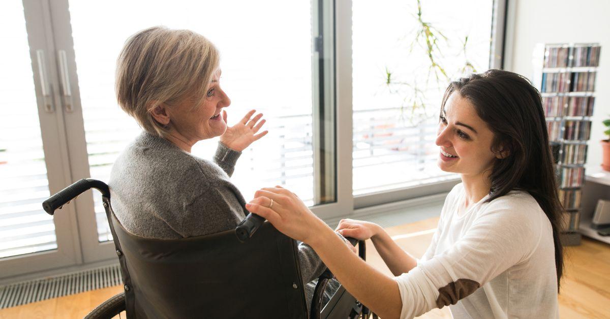 elderly woman with nurse