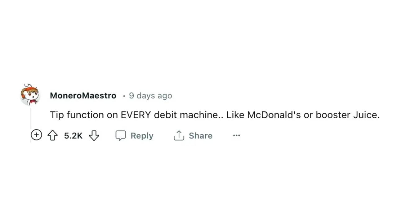 A commenter saying that there's now a tip function on every debit machine