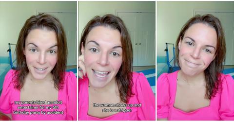 A woman describes how her mom accidentally hired a stripper for her 5th birthday party