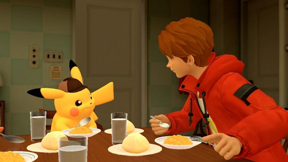 Tim Goodman having breakfast with Pikachu.