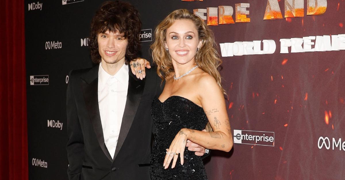 (l-r): Maxx Moronado and Miley Cyrus at the 'Avatar' premiere in December 2025.