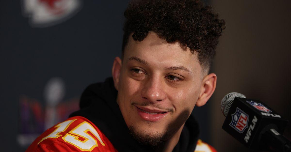  Patrick Mahomes of the Kansas City Chiefs speaks to the media 