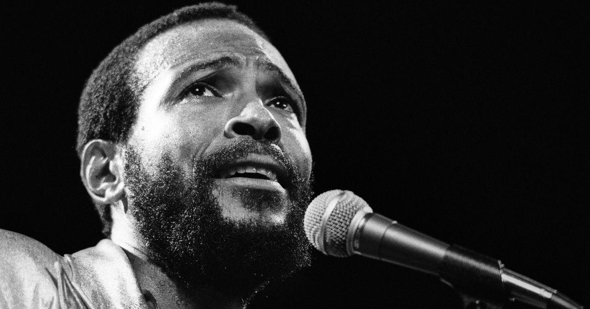 Marvin Gaye singing into a microphone in Rotterdam. 