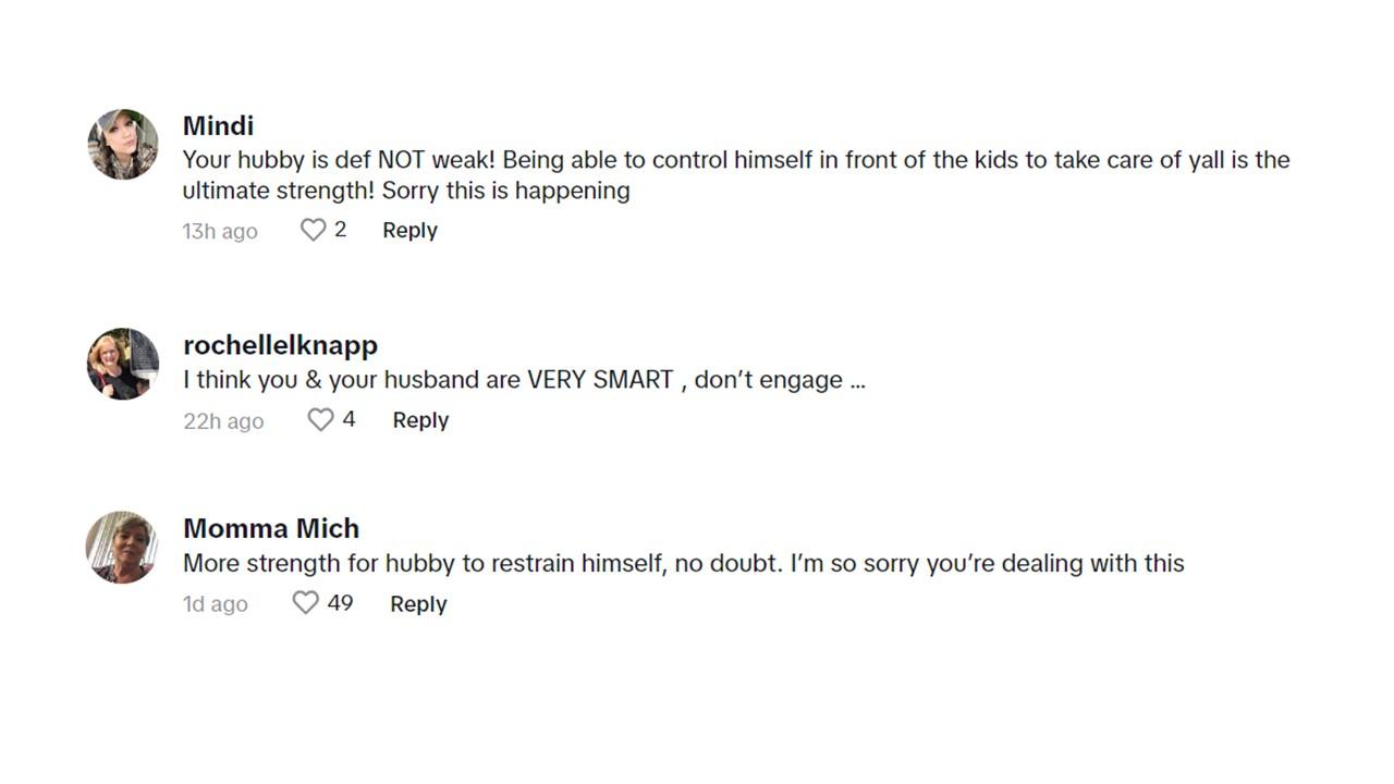 Commenters agree that the husband is doing the right thing by not punching the neighbor