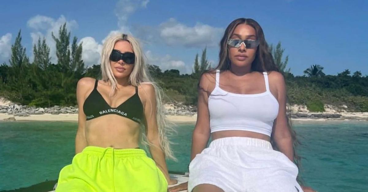 (l-r): Kim Kardashian and La La Anthony on vacation