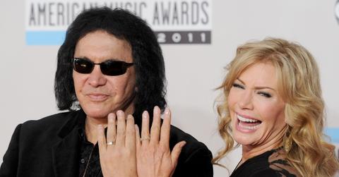 Gene Simmons and Shannon Tweed showing off their wedding rings