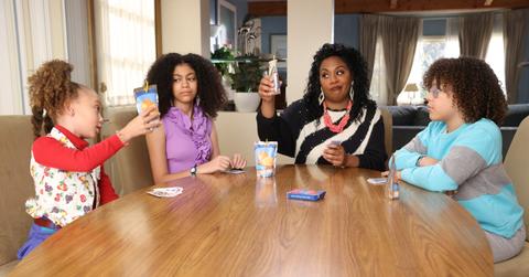 'mixed-ish' family around table