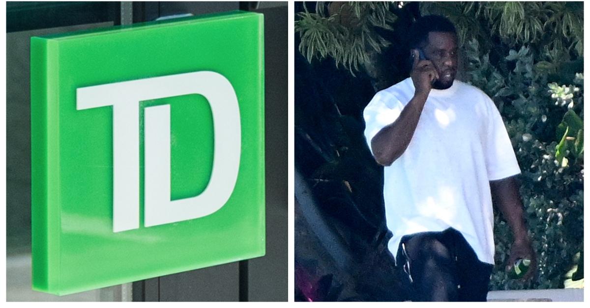 (L-R): TD Bank door; Sean "Diddy" Combs on the phone